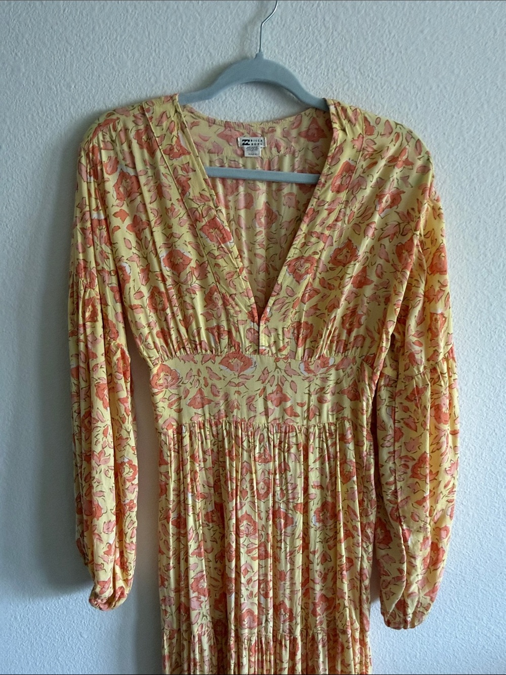 Billabong Yellow and Coral Floral Maxi Dress